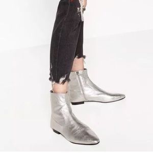 Zara Silver Leather Boots